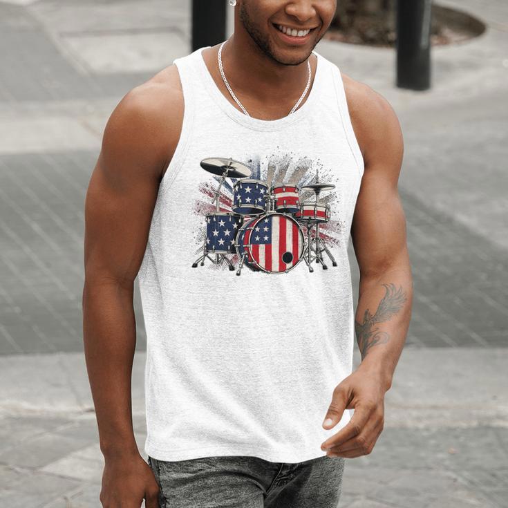 Drum Kit With American Flag Graphic For Musicians Men Tank Top Drum Kit With American Flag Graphic For Musicians Men Tank Top