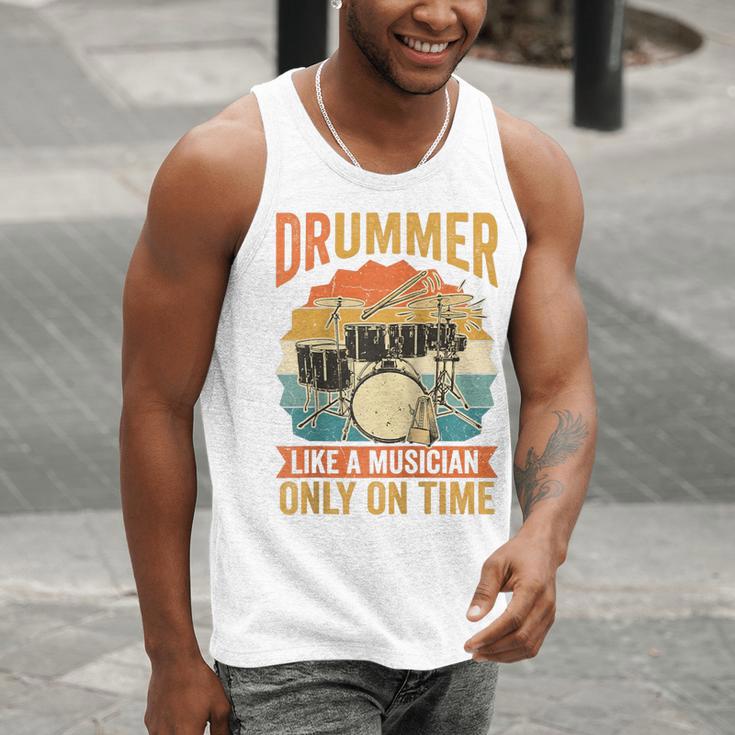 Drummer Like a Musician Only On Time Vintage Sunset Drum Kit Raglan Baseball Tee Men Tank Top Drummer Like a Musician Only On Time Vintage Sunset Drum Kit Raglan Baseball Tee Men Tank Top