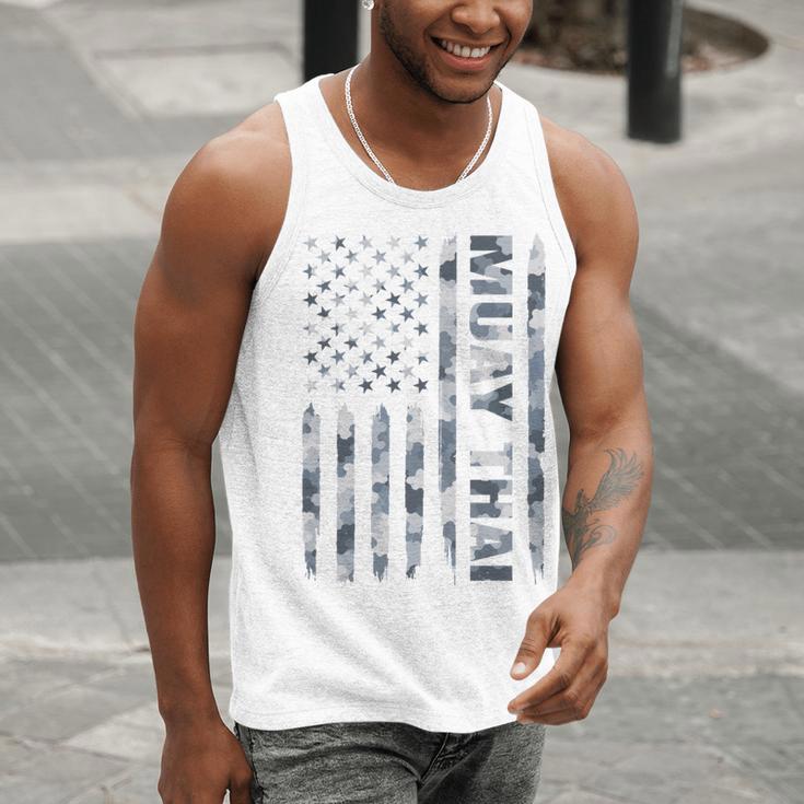 Muay Thai American Flag Camo Military Patriotic Men Tank Top