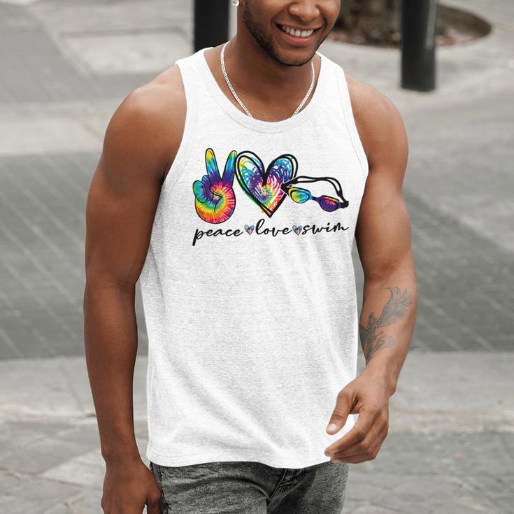 Peace Love Swim Tie Dye Swimmer Swimming Summer Trip Men Tank Top
