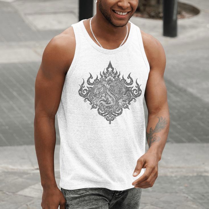 Sak Yant Muay Thai MMA Tattoo Twin Tiger Martial Art Boxing Men Tank Top Sak Yant Muay Thai MMA Tattoo Twin Tiger Martial Art Boxing Men Tank Top
