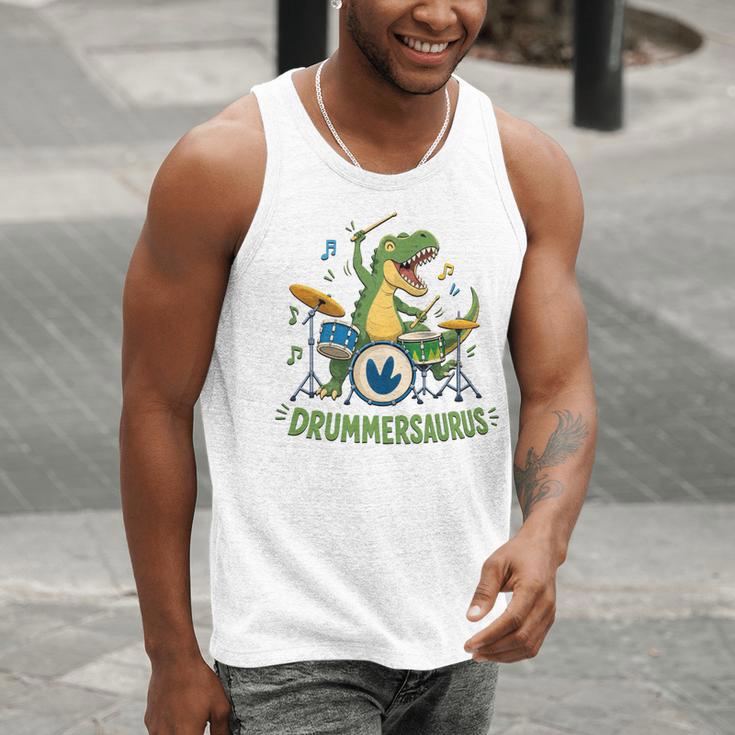 T-Rex Drumming With Drum Kit And Musical Notes Men Tank Top T-Rex Drumming With Drum Kit And Musical Notes Men Tank Top