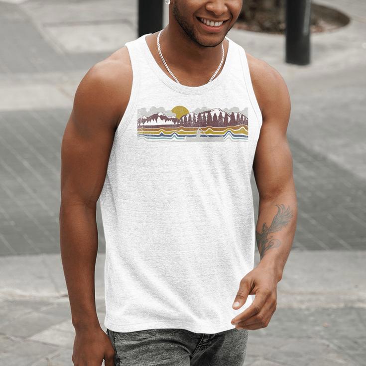 Trendy Canoe Silhouette Colourful Landscape Raglan Baseball Tee Men Tank Top Trendy Canoe Silhouette Colourful Landscape Raglan Baseball Tee Men Tank Top
