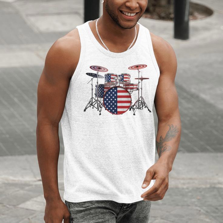 USA Patriotic Drum Kit American Flag Drum Set Men Tank Top USA Patriotic Drum Kit American Flag Drum Set Men Tank Top