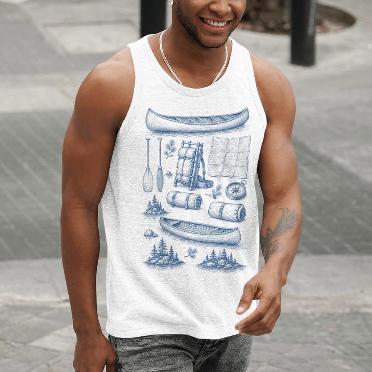 Women's Canoe Wilderness Gear Vintage Chart Collection Illustration Men Tank Top