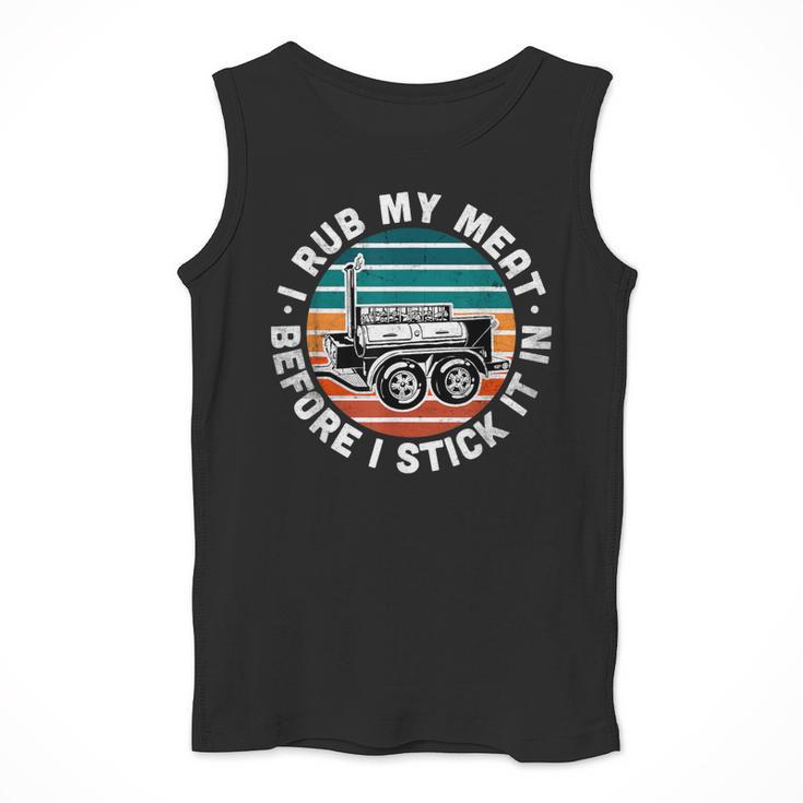 BBQ Dad Offset Smoker Pit Accessory I Rub My Meat Text Men Tank Top