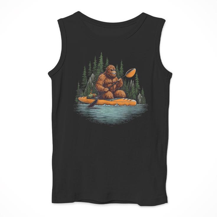 Bigfoot Kayak Paddling Lake Canoe Bigfoot Sasquatch Kayaking Men Tank Top