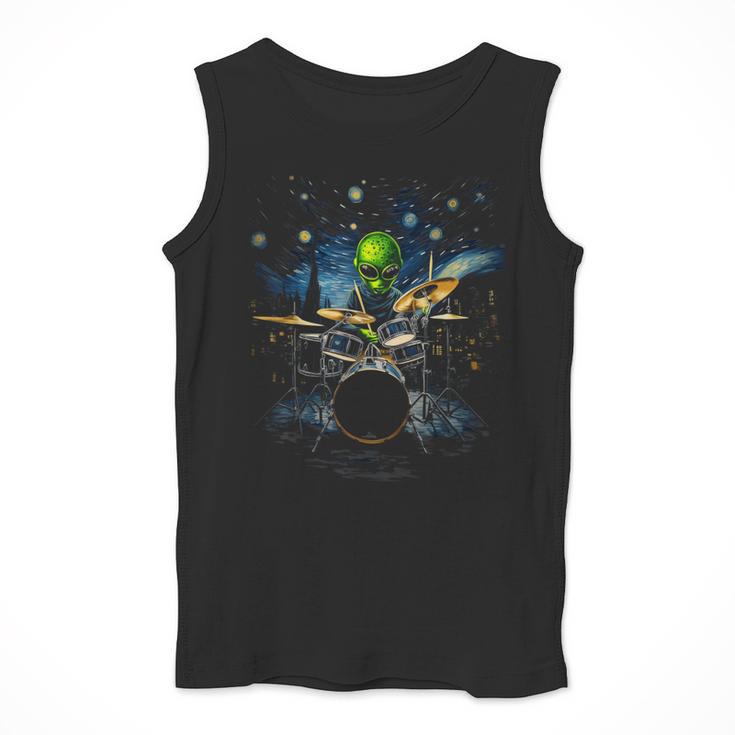 Drum Kit Percussionist Drummer Van Gogh Alien Playing Drums Men Tank Top Drum Kit Percussionist Drummer Van Gogh Alien Playing Drums Men Tank Top