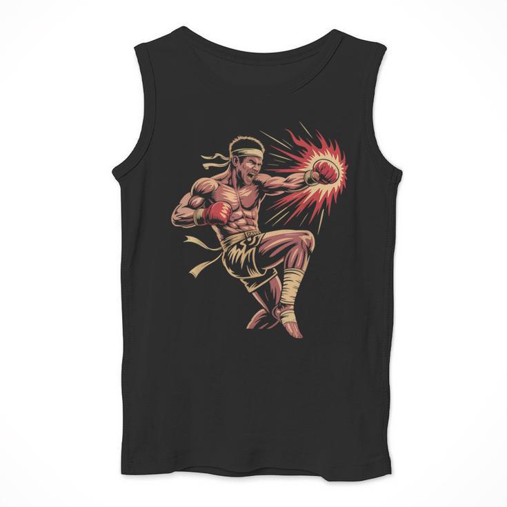 Muay Thai Fighter Southpaw Stance Minimal Silhouette Clean Men Tank Top