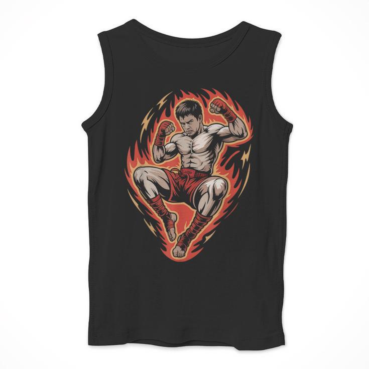 Muay Thai Fighter Teep Push Kick Minimal Line Art Clean Men Tank Top Muay Thai Fighter Teep Push Kick Minimal Line Art Clean Men Tank Top