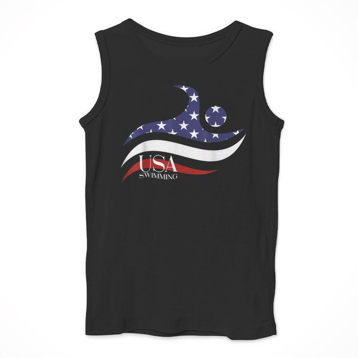 Patriotic American Flag Floating USA Swimming Team Men Tank Top
