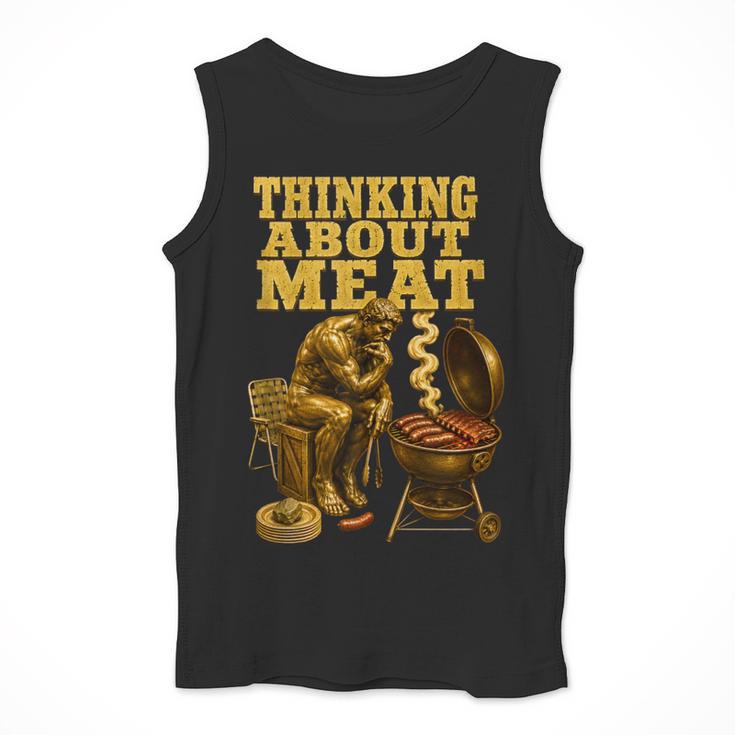 Thinking About Meat BBQ Dad Humor Men Tank Top