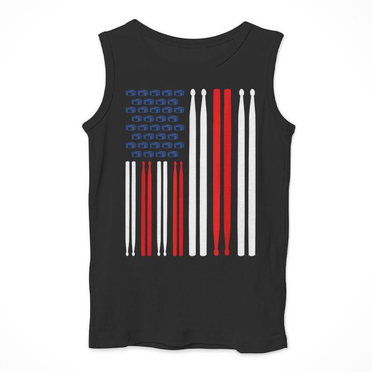 USA Flag Drummer Music Drum Kit Men Tank Top