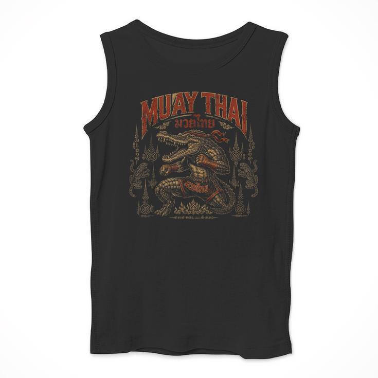 Vintage Muay Thai Wai Kru Thai Boxing Ritual Art Crocodile Men Tank Top
