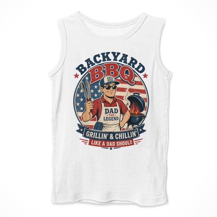 Backyard BBQ Dad Grill Boss Patriotic Fourth Of July Barbecu Men Tank Top