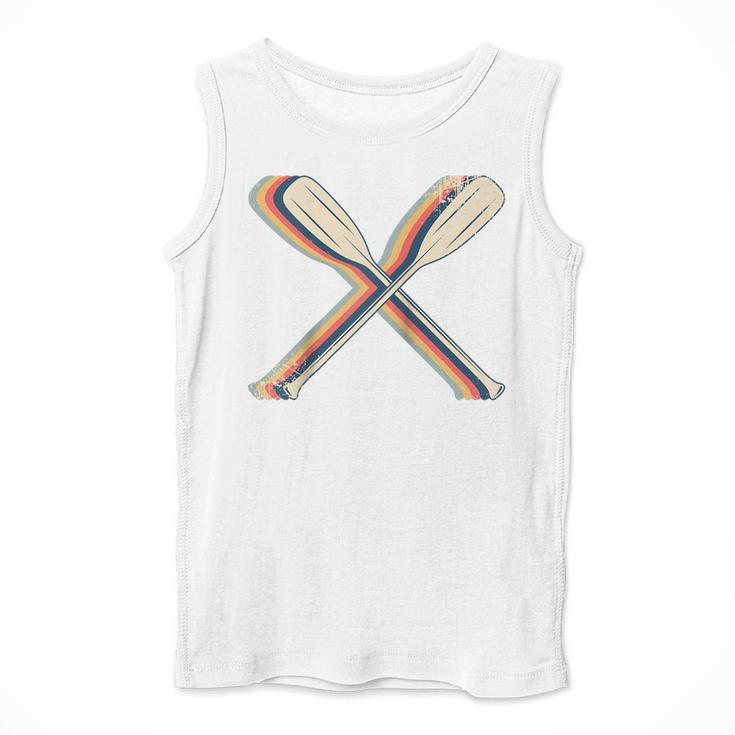 Canoeing Canoe Paddle Paddling Retro Line Art Raglan Baseball Tee Men Tank Top