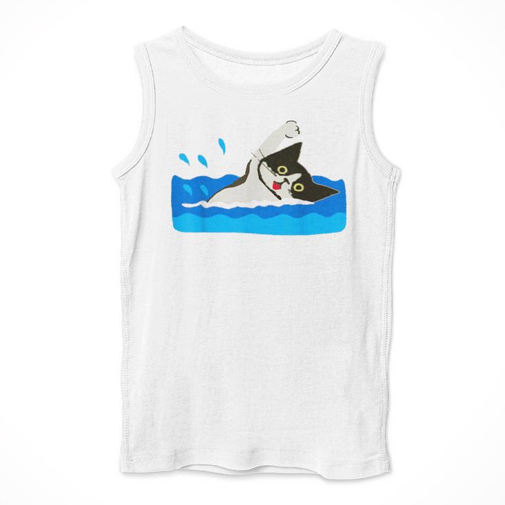 Cat Swimming Pool Men Tank Top Cat Swimming Pool Men Tank Top