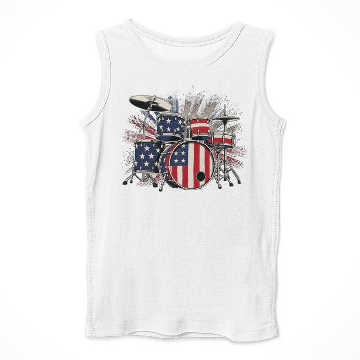 Drum Kit With American Flag Graphic For Musicians Men Tank Top Drum Kit With American Flag Graphic For Musicians Men Tank Top