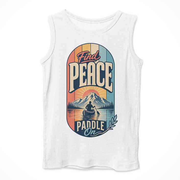 Find Peace Paddle On Canoe Mountain Sunset Men Tank Top