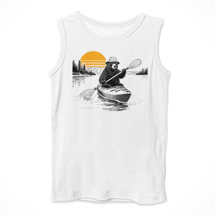 Kayaking Bear Retro Sunset Paddling Canoe Outdoor Adventure Men Tank Top