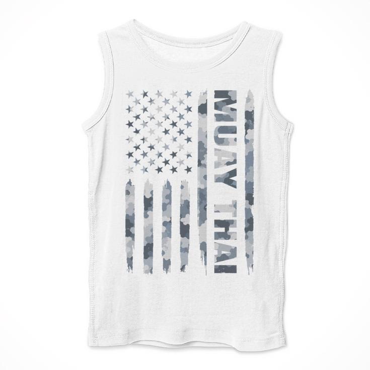 Muay Thai American Flag Camo Military Patriotic Men Tank Top