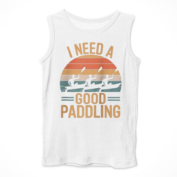 I Need A Good Paddling Retro Sunset Canoe Raglan Baseball Tee Men Tank Top