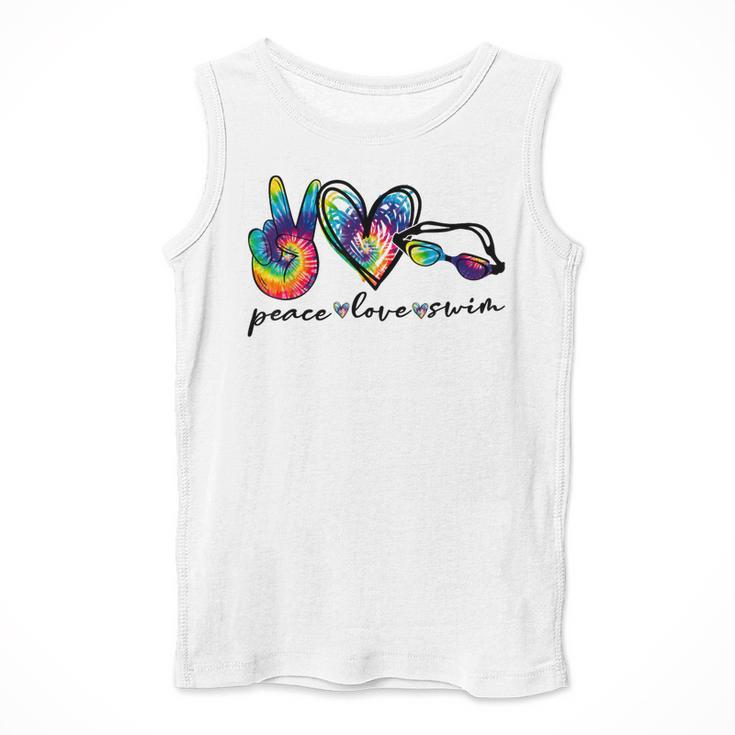 Peace Love Swim Tie Dye Swimmer Swimming Summer Trip Men Tank Top