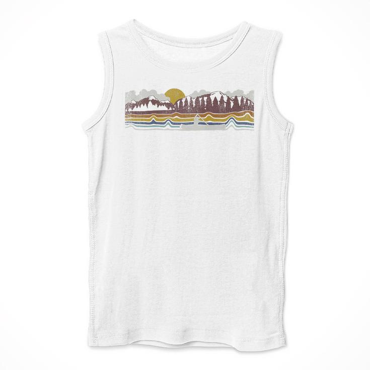 Trendy Canoe Silhouette Colourful Landscape Raglan Baseball Tee Men Tank Top Trendy Canoe Silhouette Colourful Landscape Raglan Baseball Tee Men Tank Top