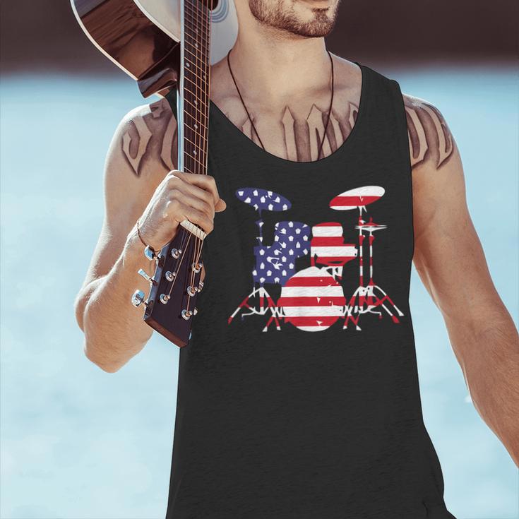 American Flag Drum Kit Patriotic US Drum Art Men Tank Top American Flag Drum Kit Patriotic US Drum Art Men Tank Top