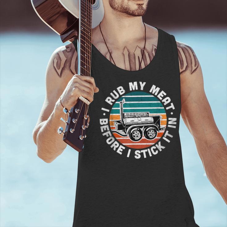 BBQ Dad Offset Smoker Pit Accessory I Rub My Meat Text Men Tank Top