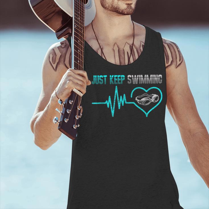 Just Keep Swimming For Swimmers Divers Diving Retro Men Tank Top