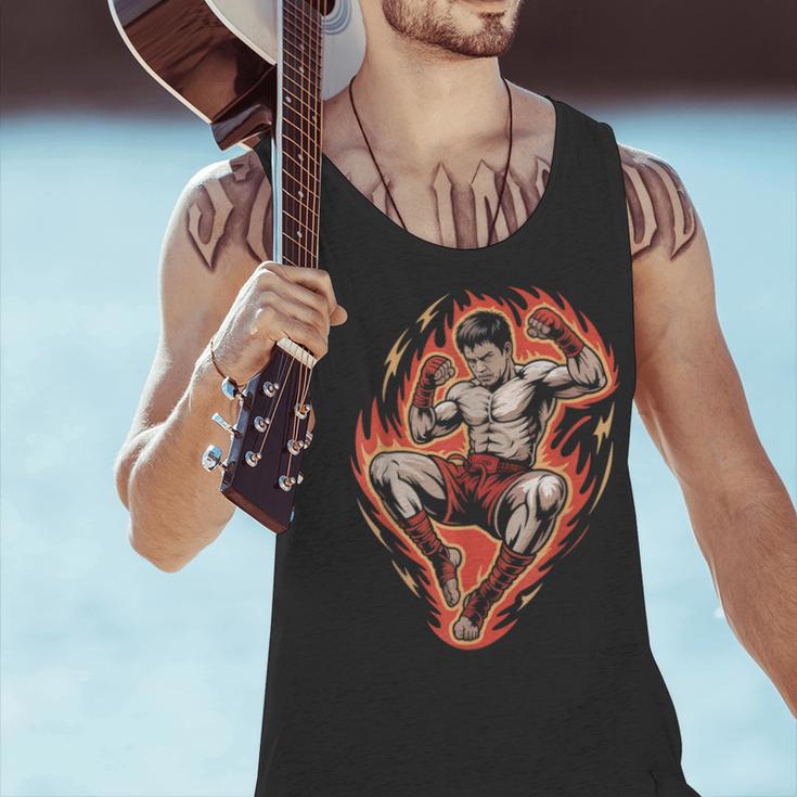 Muay Thai Fighter Teep Push Kick Minimal Line Art Clean Men Tank Top Muay Thai Fighter Teep Push Kick Minimal Line Art Clean Men Tank Top