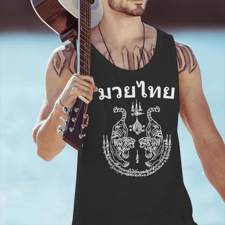 Muay Thai Language Sak Yant Art Tattoo Twin Tiger Kickboxing Men Tank Top Muay Thai Language Sak Yant Art Tattoo Twin Tiger Kickboxing Men Tank Top