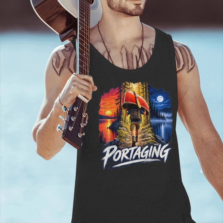 Portaging Canoe Wilderness Adventure Scenic Graphic Men Tank Top Portaging Canoe Wilderness Adventure Scenic Graphic Men Tank Top
