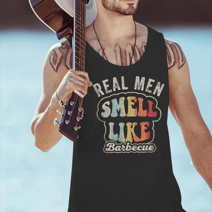 Real Men Smell Like Barbecue Grilling BBQ Dad Graphic Men Tank Top