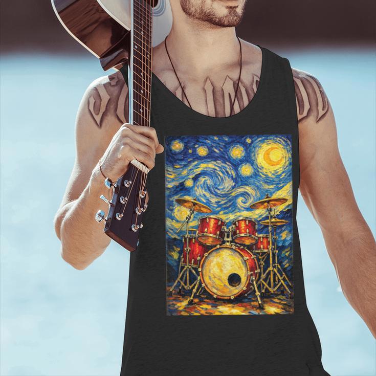 Starry Night Drum Kit Van Gogh Style Art Men Tank Top