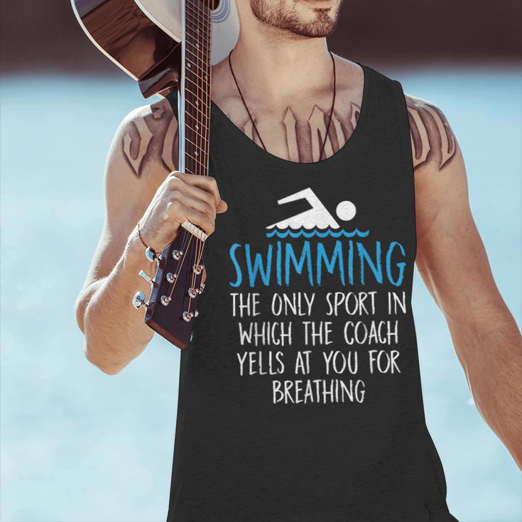 Swimming Coach Yells Breathing Swimmer Swim Team Men Tank Top Swimming Coach Yells Breathing Swimmer Swim Team Men Tank Top