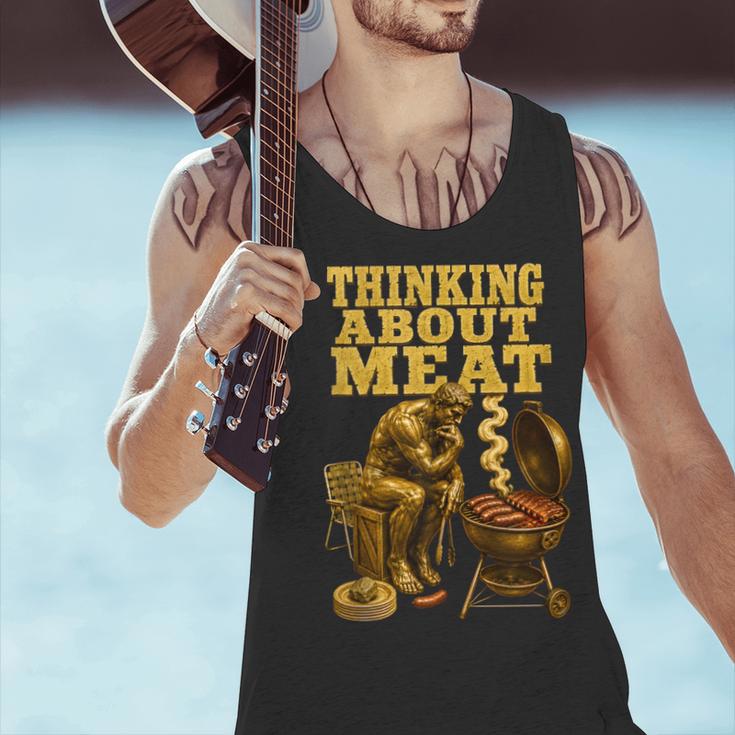 Thinking About Meat BBQ Dad Humor Men Tank Top