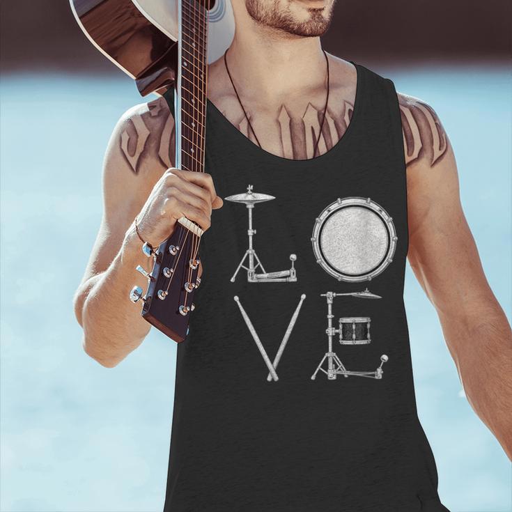 Women's Drum Kit Love Illustration For Music Enthusiasts Men Tank Top Women's Drum Kit Love Illustration For Music Enthusiasts Men Tank Top