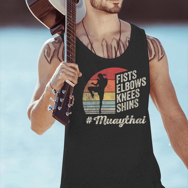 Women's Muay Thai Martial Arts Fighter Retro Vintage Sunset Graphic Men Tank Top