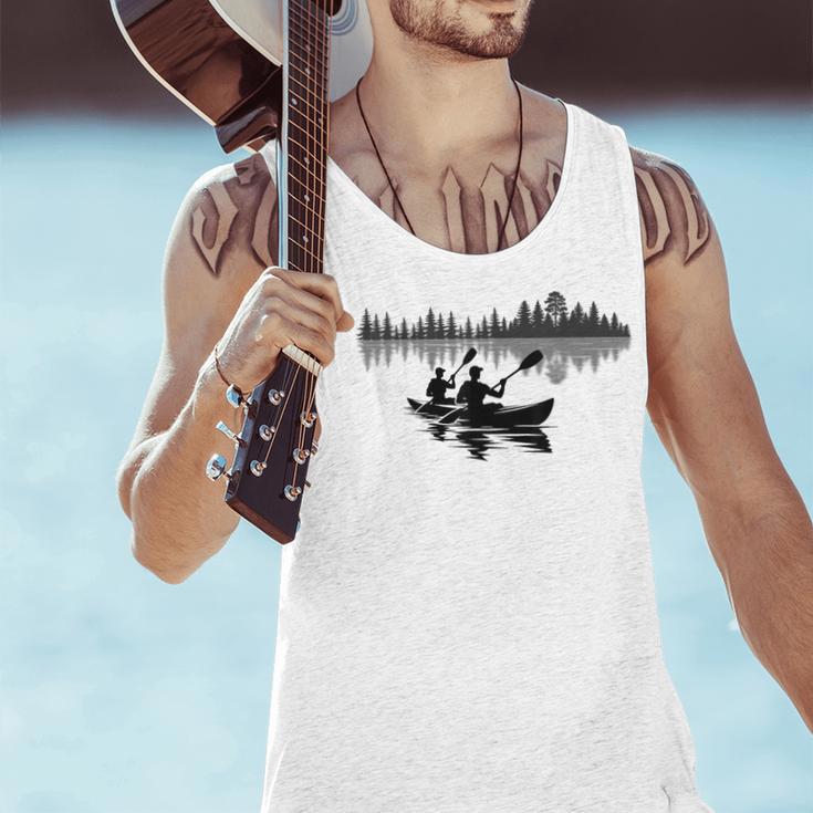 Canoe Silhouette Forest Lake Reflection Men Tank Top Canoe Silhouette Forest Lake Reflection Men Tank Top