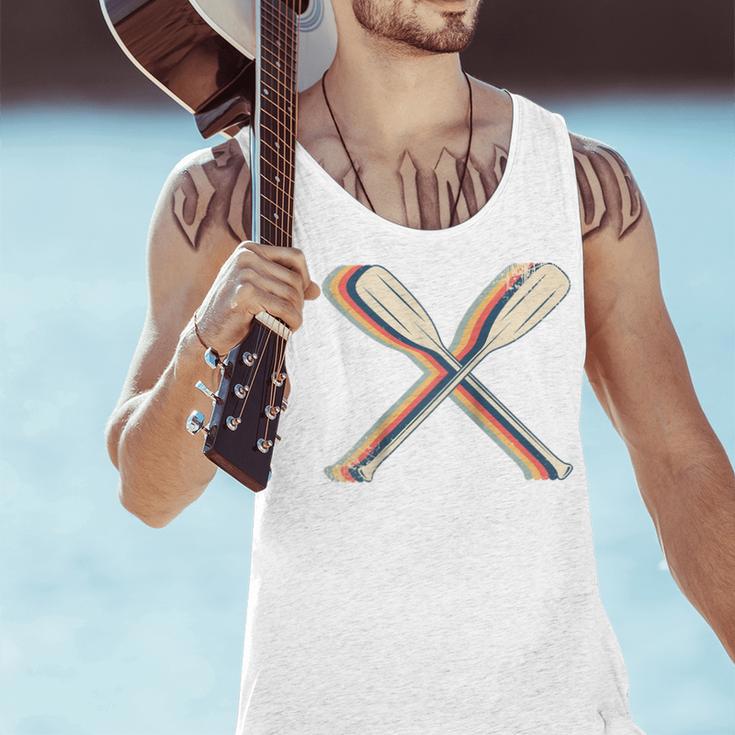 Canoeing Canoe Paddle Paddling Retro Line Art Raglan Baseball Tee Men Tank Top