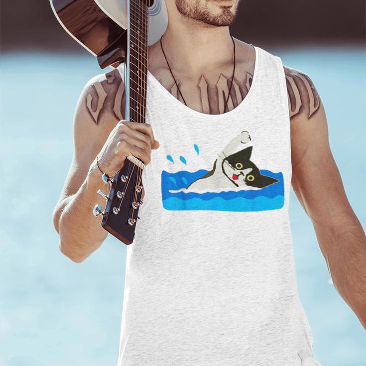 Cat Swimming Pool Men Tank Top Cat Swimming Pool Men Tank Top