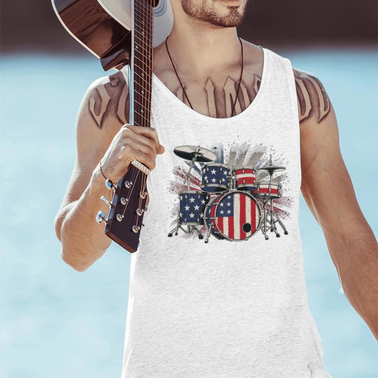 Drum Kit With American Flag Graphic For Musicians Men Tank Top Drum Kit With American Flag Graphic For Musicians Men Tank Top