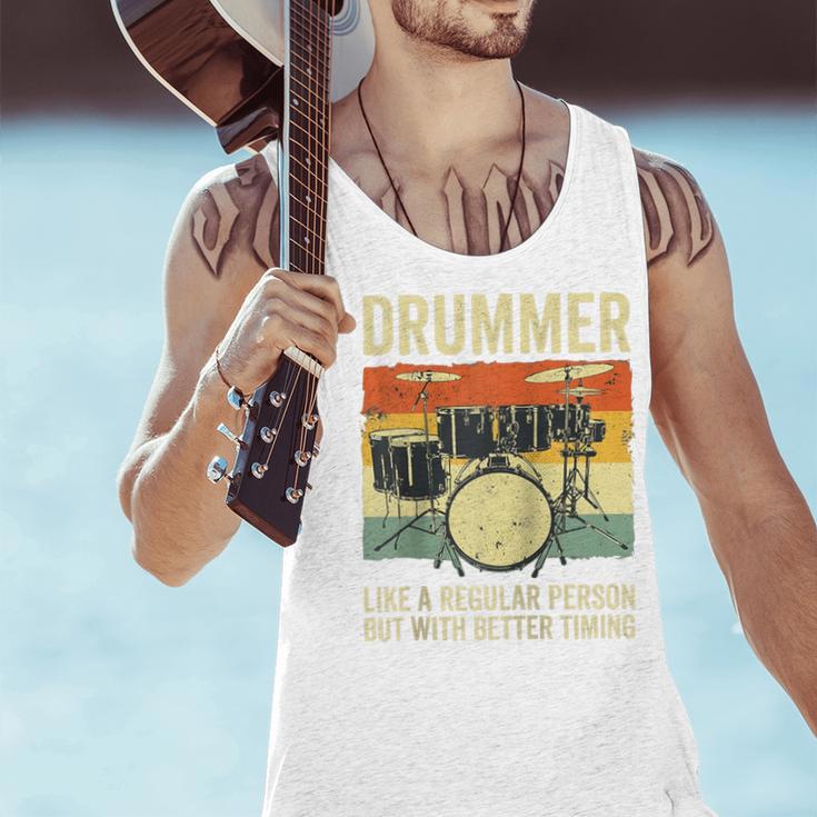 Drummer Better Timing Retro Vintage Sunset Drum Kit Graphic Raglan Baseball Tee Men Tank Top Drummer Better Timing Retro Vintage Sunset Drum Kit Graphic Raglan Baseball Tee Men Tank Top