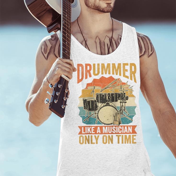 Drummer Like a Musician Only On Time Vintage Sunset Drum Kit Raglan Baseball Tee Men Tank Top Drummer Like a Musician Only On Time Vintage Sunset Drum Kit Raglan Baseball Tee Men Tank Top