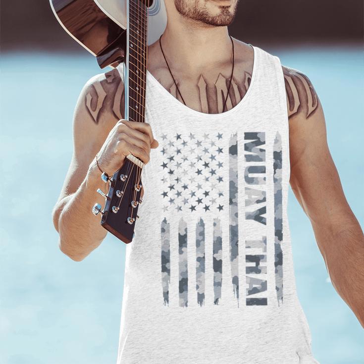 Muay Thai American Flag Camo Military Patriotic Men Tank Top