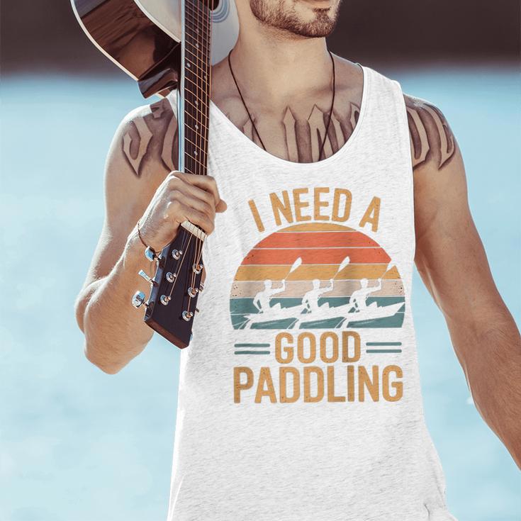 I Need A Good Paddling Retro Sunset Canoe Raglan Baseball Tee Men Tank Top