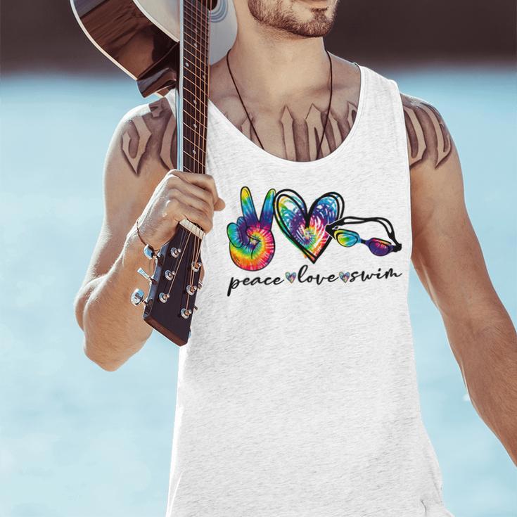 Peace Love Swim Tie Dye Swimmer Swimming Summer Trip Men Tank Top