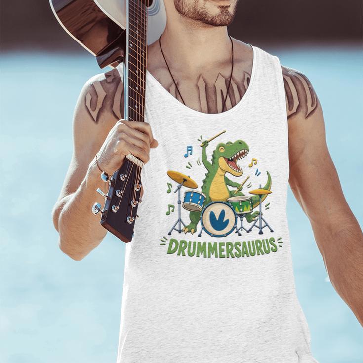 T-Rex Drumming With Drum Kit And Musical Notes Men Tank Top T-Rex Drumming With Drum Kit And Musical Notes Men Tank Top